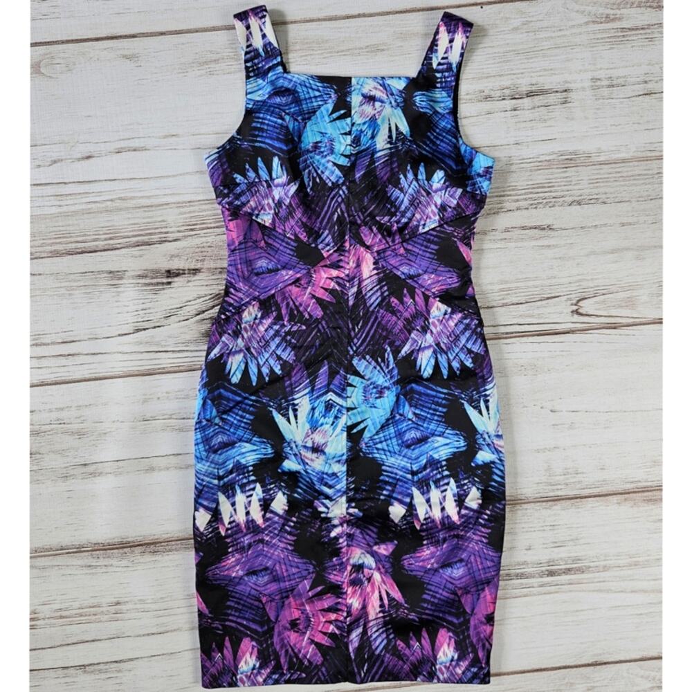 Jay Godfrey Ombre Abstract Print Blue Black and Purple Dress sz 4